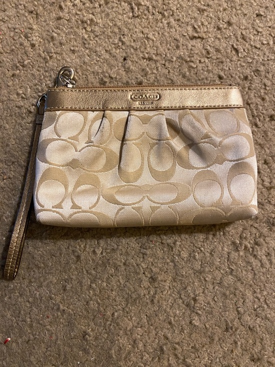 Coach Handbags - Coach Gold Signature Wristlet Clutch